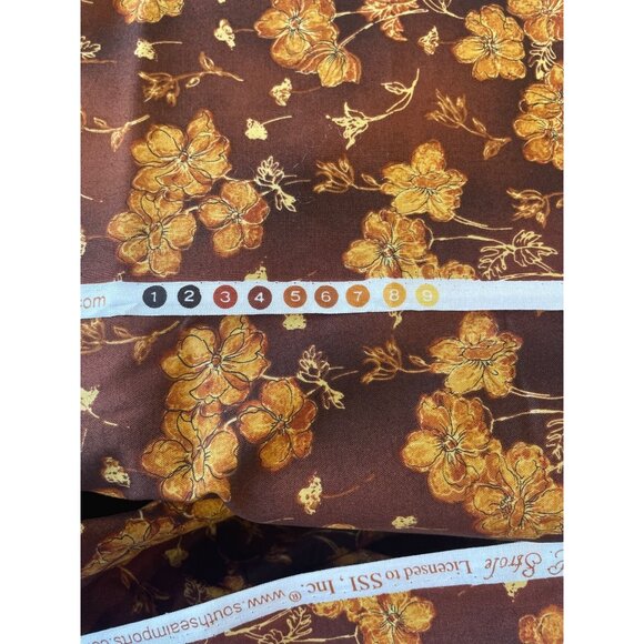 Cheri L. Strole Water Tex Floral Fabric By The Yard Brown Orange Rust Cotton BTY - Picture 1 of 6